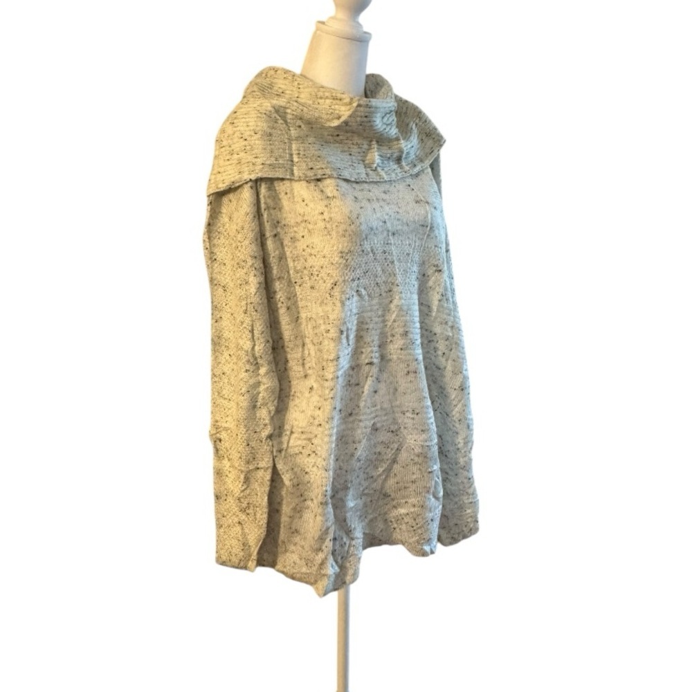 Westbound Cowl Neck Knit Tunic Sweater 3X Gray Black Flecked Cozy Plus Size - Picture 2 of 7